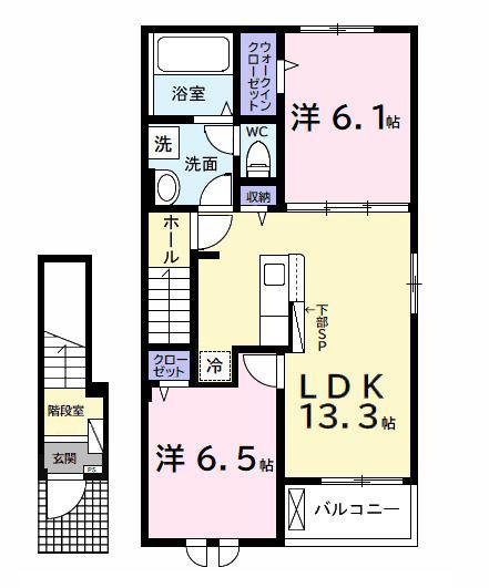 ベル ゼータ(2LDK/2階)の間取り写真