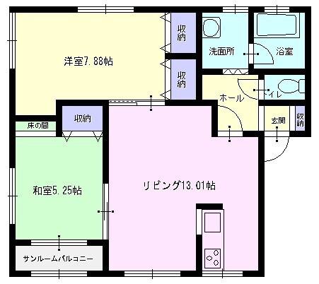 ピュアハウスKOU(2LDK/1階)の間取り写真