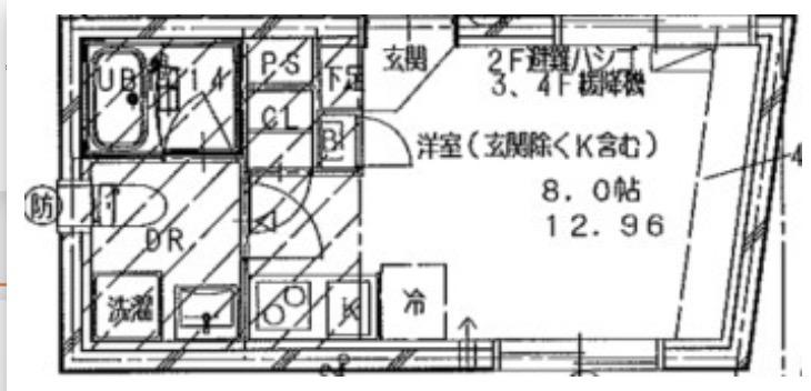 OAKREST恵比寿(ワンルーム/2階)の間取り写真