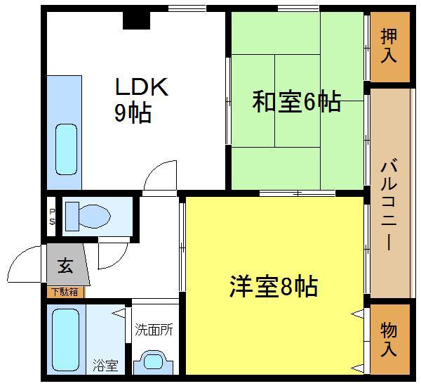 オーシャンビュー喜連西(2LDK/6階)の間取り写真