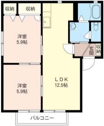 フィオーレふじみ(2LDK/1階)の間取り写真