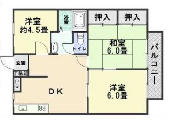 アルベロ福田(3DK/1階)の間取り写真