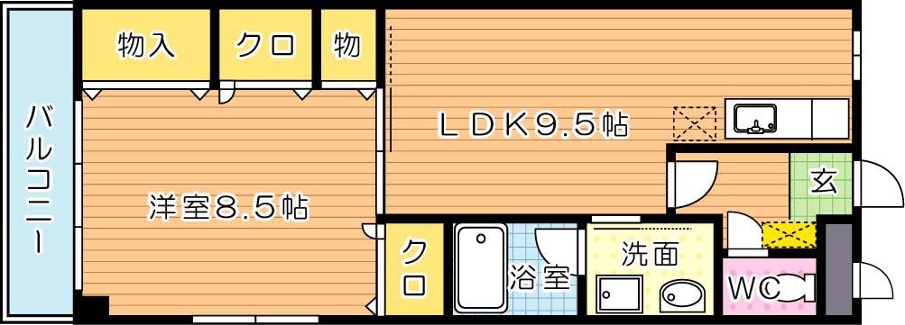 東海マンション(1LDK/3階)の間取り写真