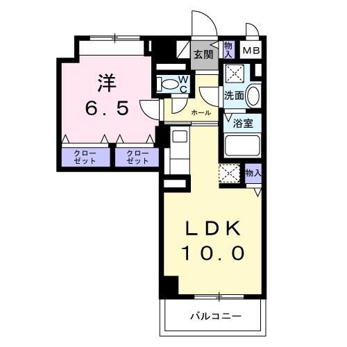 サンライズ 江平中町(1LDK/7階)の間取り写真