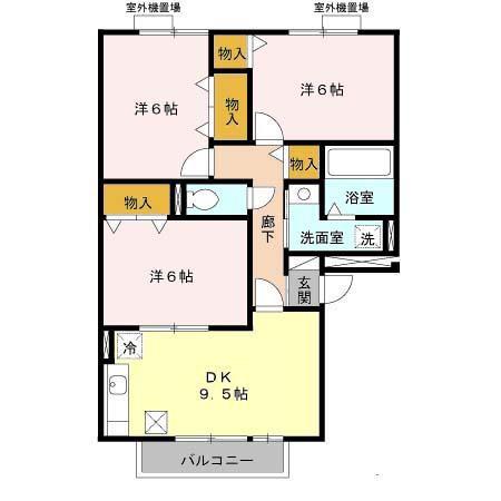 コートダジュール(3DK/2階)の間取り写真