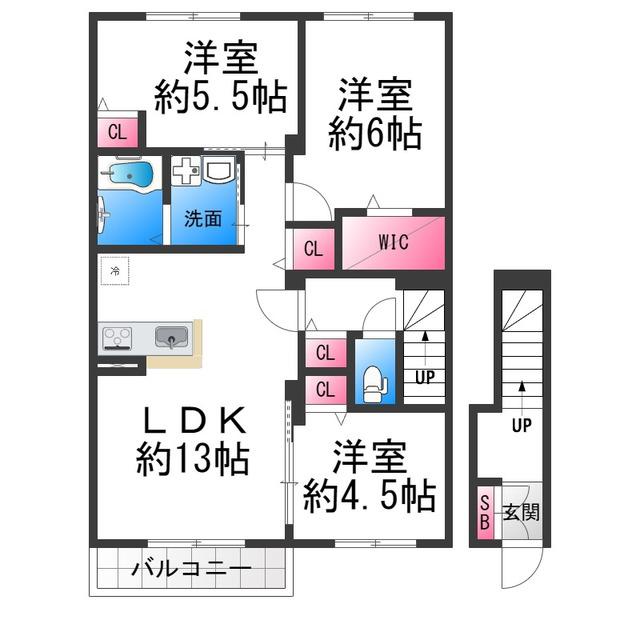 アーク百舌鳥(3LDK/2階)の間取り写真