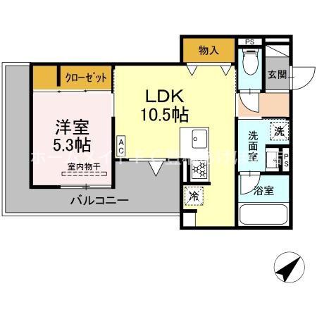 D-AVANCE 柱六番町III(1LDK/2階)の間取り写真