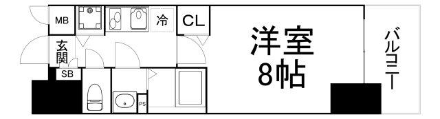 プレサンス谷町七丁目II(1K/14階)の間取り写真