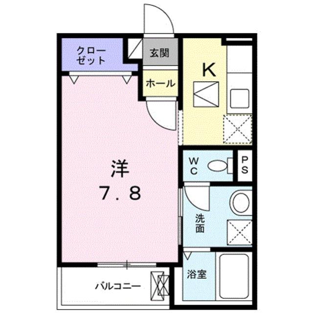 プルメリア(1SK/1階)の間取り写真