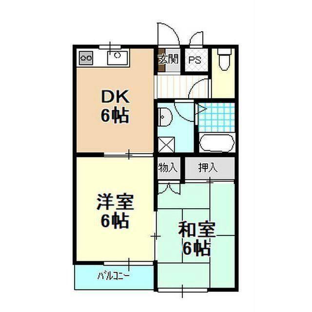 カトレアハイツ(2DK/2階)の間取り写真