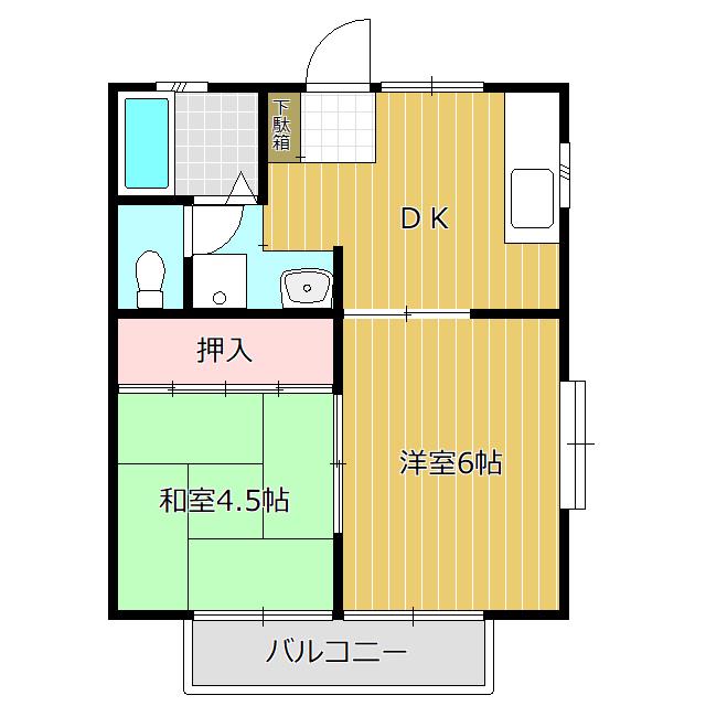 メゾンシャルーム(2DK/2階)の間取り写真