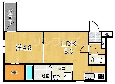 フジパレス城東東中浜III番館(1LDK/1階)の間取り写真