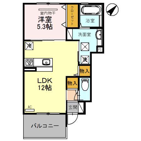 サン・コートS(1LDK/1階)の間取り写真
