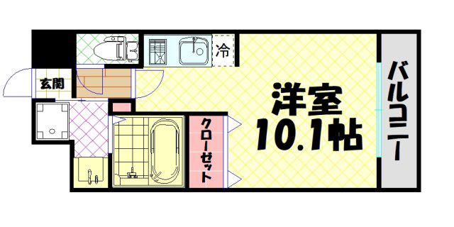 KDXレジデンス難波南(ワンルーム/4階)の間取り写真