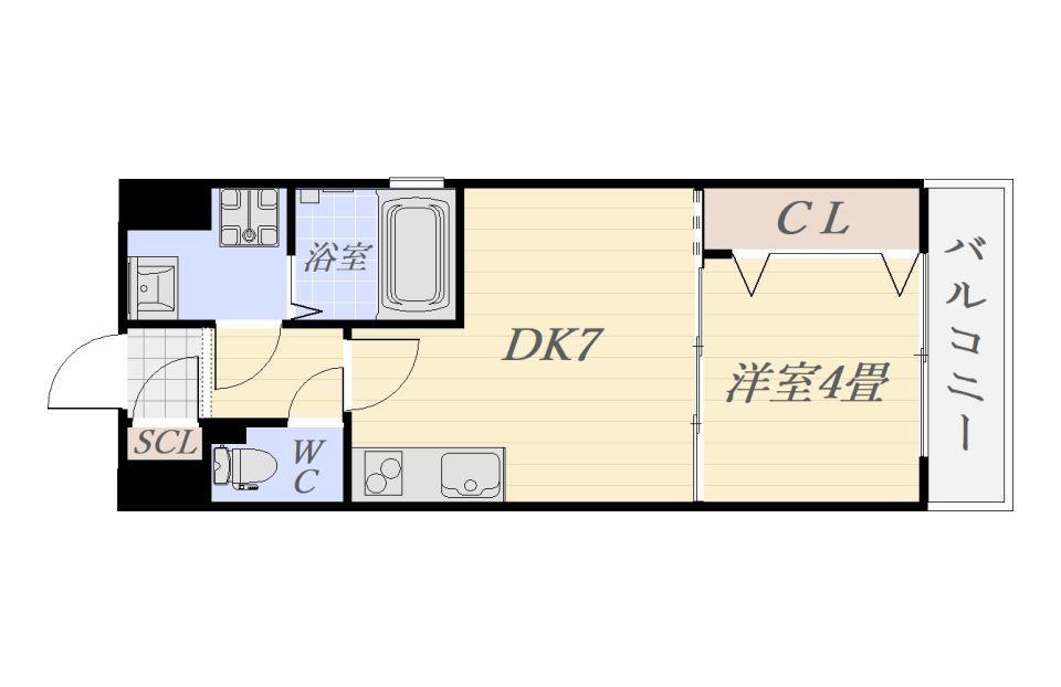 大黒町申館(1DK/11階)の間取り写真