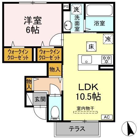 トリシア エンテレイア(1LDK/1階)の間取り写真