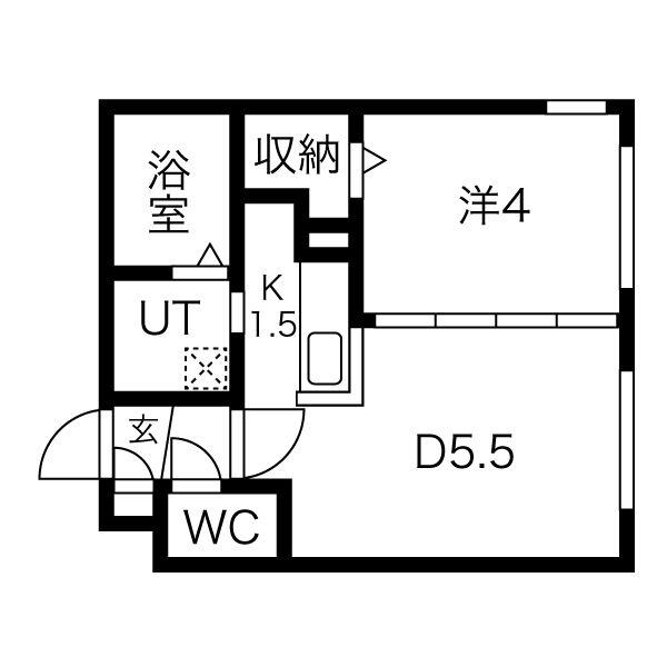PALMYRA(1DK/1階)の間取り写真