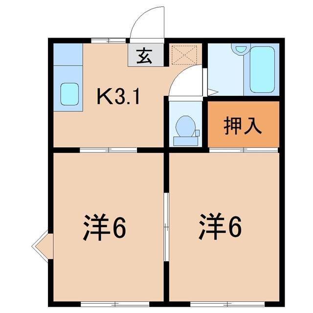 メゾンローズA(2K/1階)の間取り写真