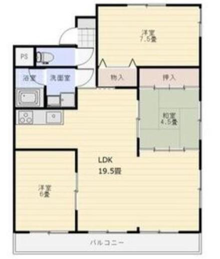 上原マンション(3LDK/5階)の間取り写真