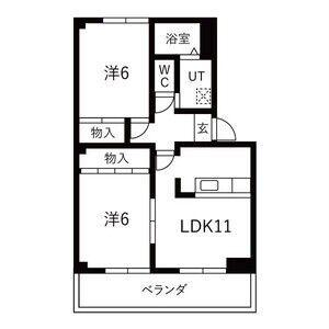 ウッドンビレッジII(2LDK/2階)の間取り写真