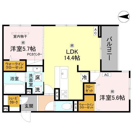 フォレストガーデン北花田(2LDK/1階)の間取り写真