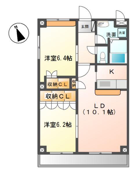 コンテント(2LDK/2階)の間取り写真