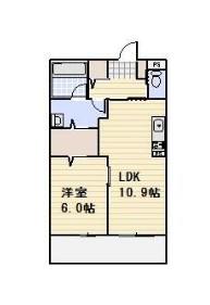 メディカルガーデン谷塚A(1LDK/2階)の間取り写真