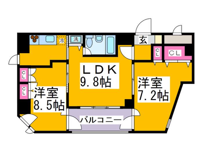 ロイヤルプロヴァンス(2LDK/2階)の間取り写真