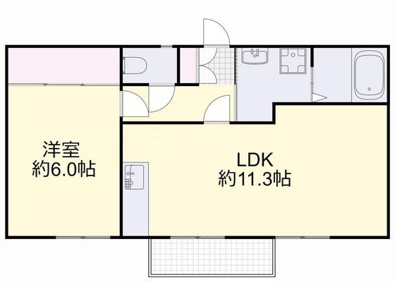 サンガーデン新福B(1LDK/2階)の間取り写真