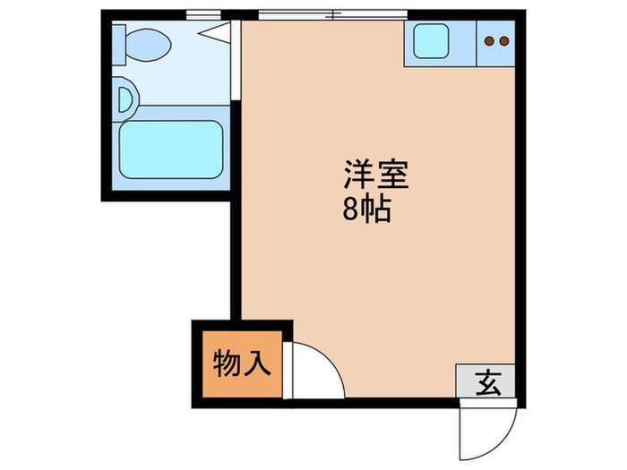 白芳荘22号館(ワンルーム/1階)の間取り写真