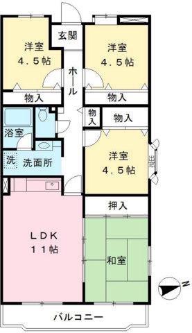 ブランニュー別所7(4LDK/2階)の間取り写真