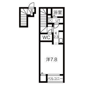クレアB(1K/2階)の間取り写真