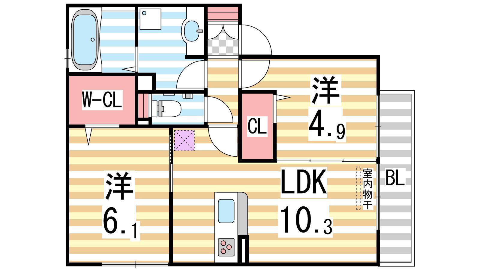 D-ROOMJR四条畷(2LDK/2階)の間取り写真