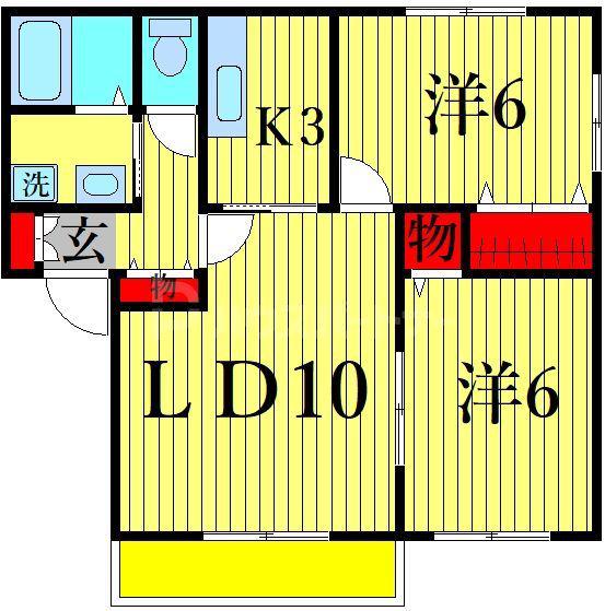 さくえハイツ(2LDK/1階)の間取り写真