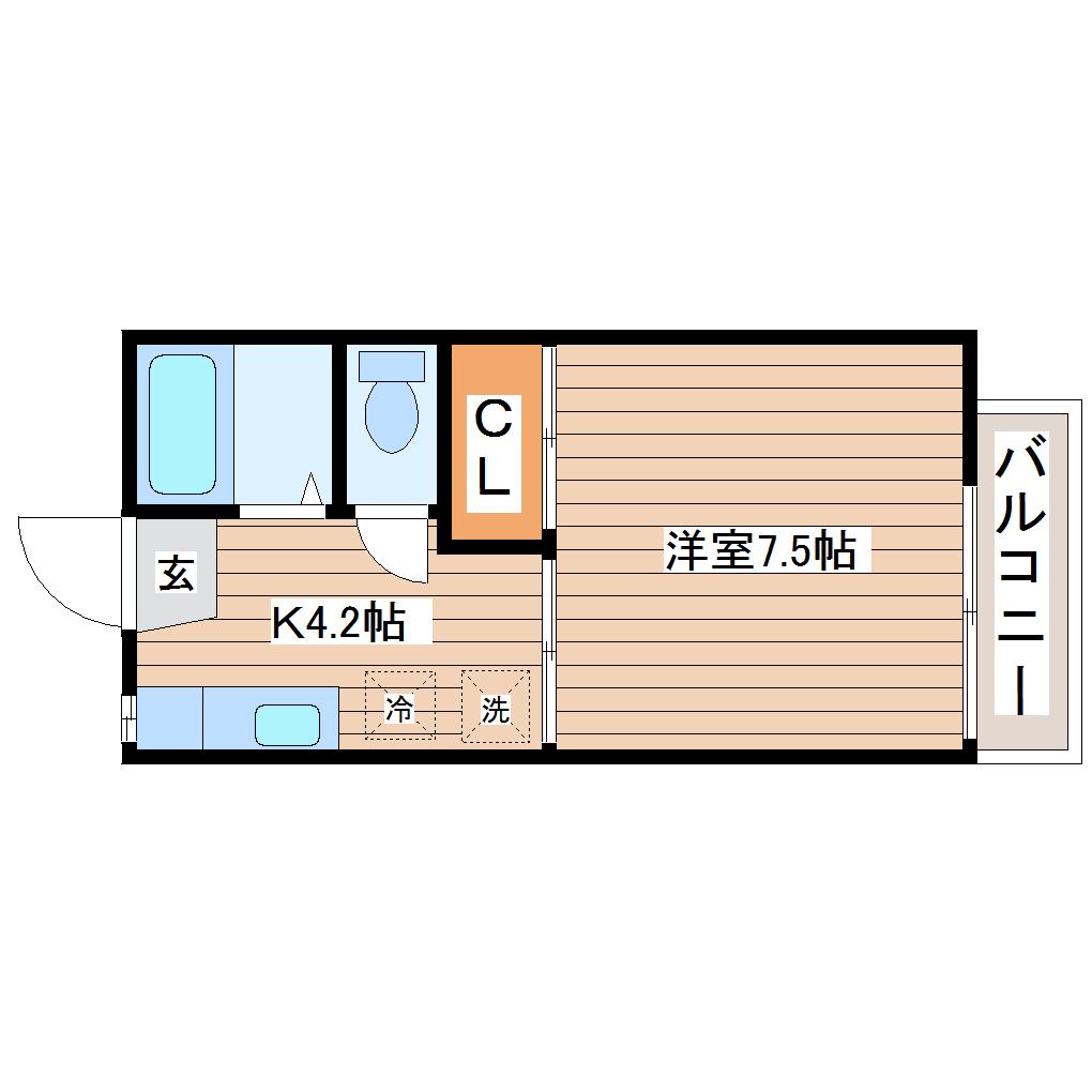 フォーブルエイト(1K/1階)の間取り写真