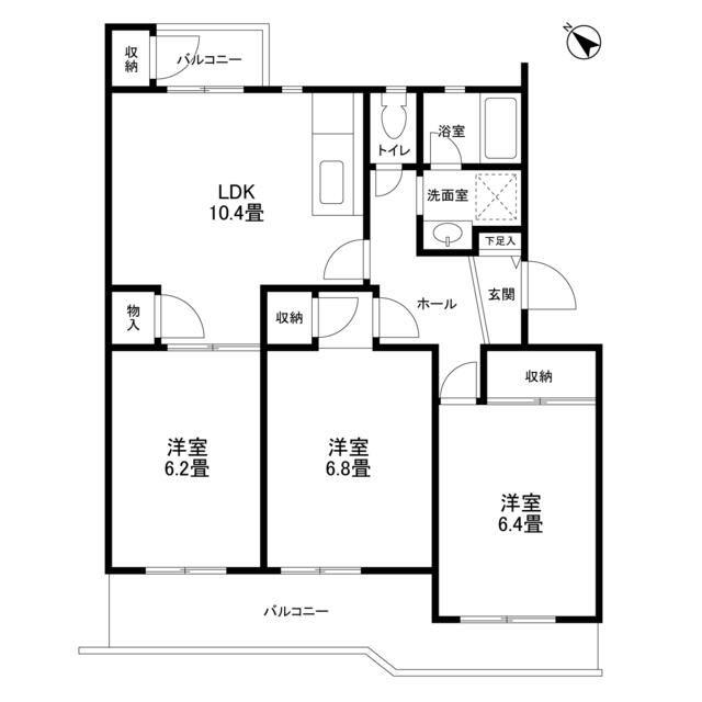 アドリーム新百合ヶ丘C(3LDK/4階)の間取り写真