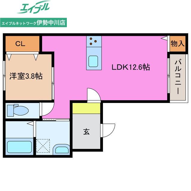 AKATSUKI RESIDENCE 久居野村(1LDK/1階)の間取り写真