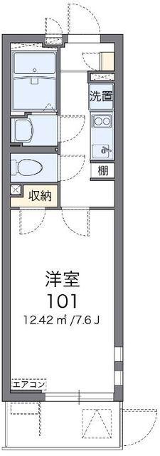 クレイノソラーレ平塚(1K/2階)の間取り写真