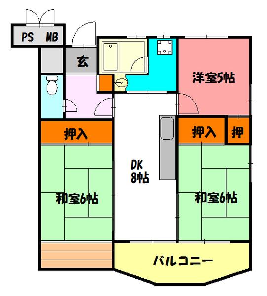 メゾン西明石(3DK/3階)の間取り写真