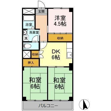 エスプラナード(3DK/2階)の間取り写真