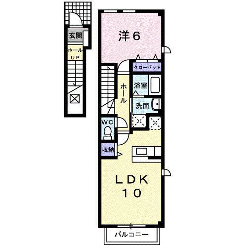 アル・デ・ジェニー(1LDK/2階)の間取り写真