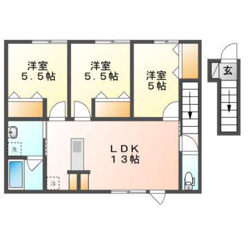 愛というなのもとに(3LDK/2階)の間取り写真