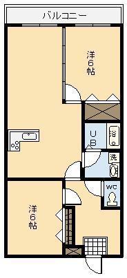 グランドヒルズ翔(2LDK/1階)の間取り写真