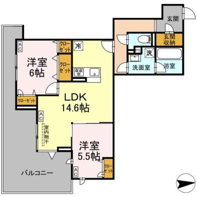 オルテンシア(2LDK/3階)の間取り写真