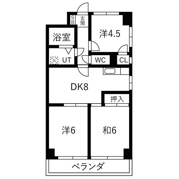 メゾン豊年(3DK/3階)の間取り写真