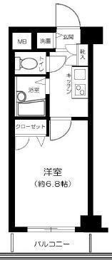 菱和パレス飯田橋(1K/4階)の間取り写真