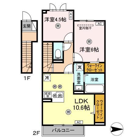 エトワリア(2LDK/2階)の間取り写真