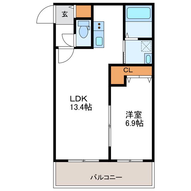 RETOUR ルトゥール(1LDK/2階)の間取り写真