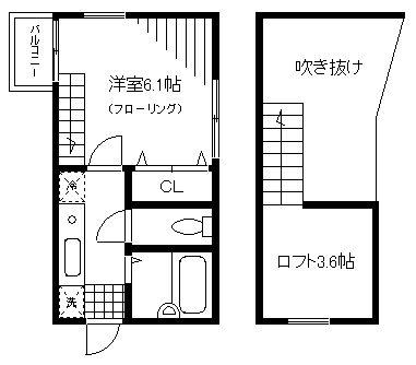 カーサベルデ中野(1K/2階)の間取り写真