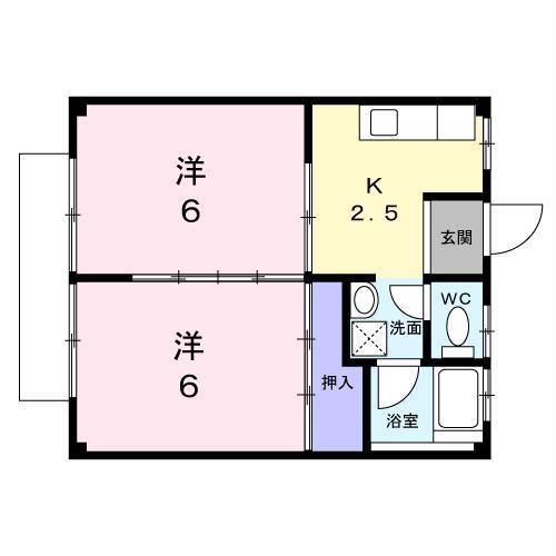 ハイツ副島(2K/2階)の間取り写真